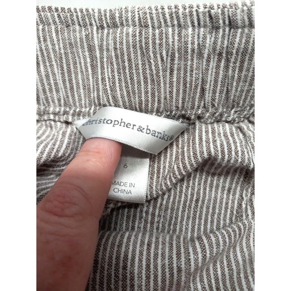 C&B Ladies Size 6 Striped Capris Front Back Pockets Linen Cotton Blend - Picture 4 of 9